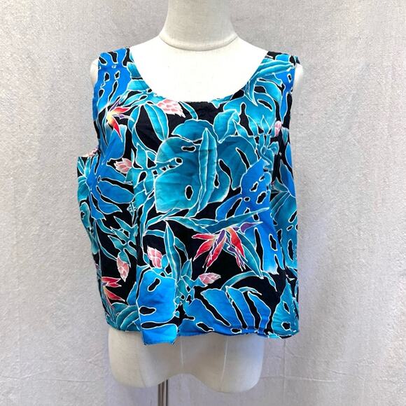 Hilo Hattie vintage‎ crop sleeveless boxy top Size XL Tropical Print 100% cotton - Picture 12 of 12